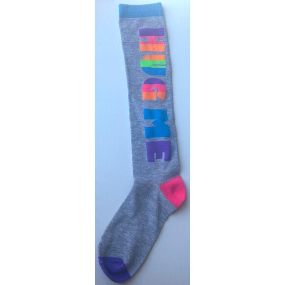 2 Pairs Over The Calf Crew Socks Geometric & Novelty Print Women 16.5-18" Height - Picture 6 of 8